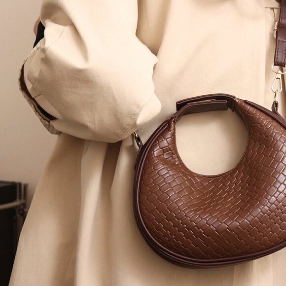 Coffee Brown Vintage Women's European And American Style Design Pu Crossbody Bag - Picture 4 of 8